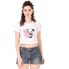 Women's Cotton Blend Graphic Print Crop T-Shirt